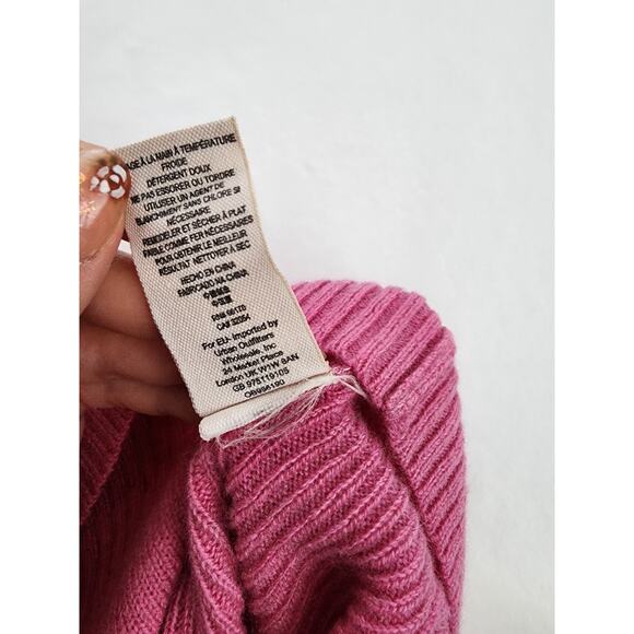 Free People Sweater Dress Tunic S 100% Cashmere Cream Pink Ombre Hooded, Pockets - Picture 9 of 10
